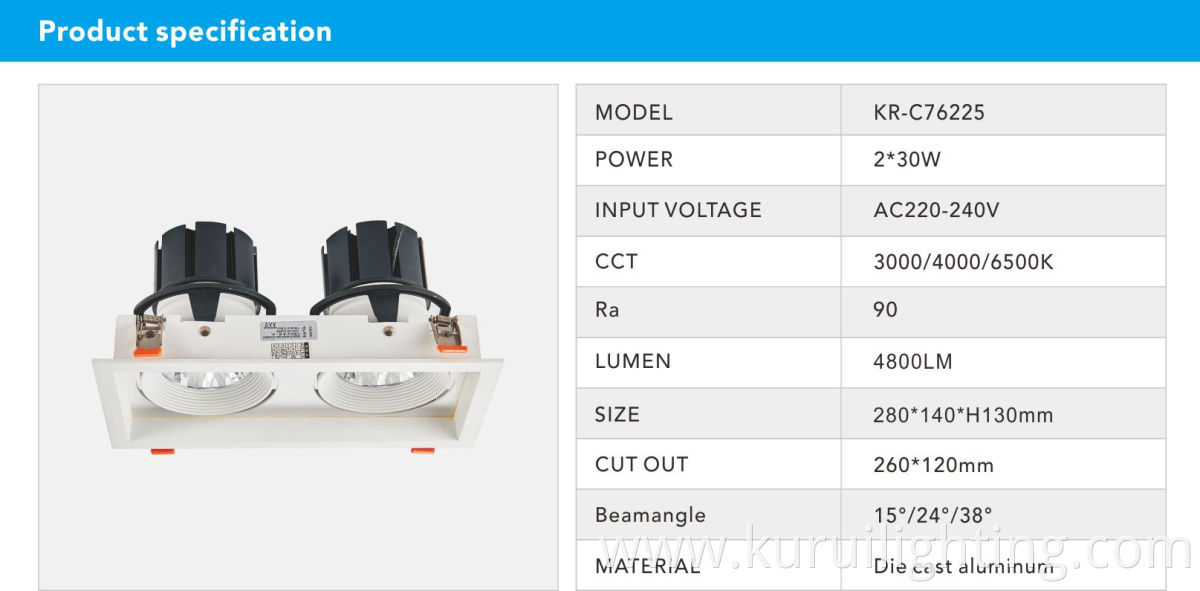 30W Aluminum Led Grille Light